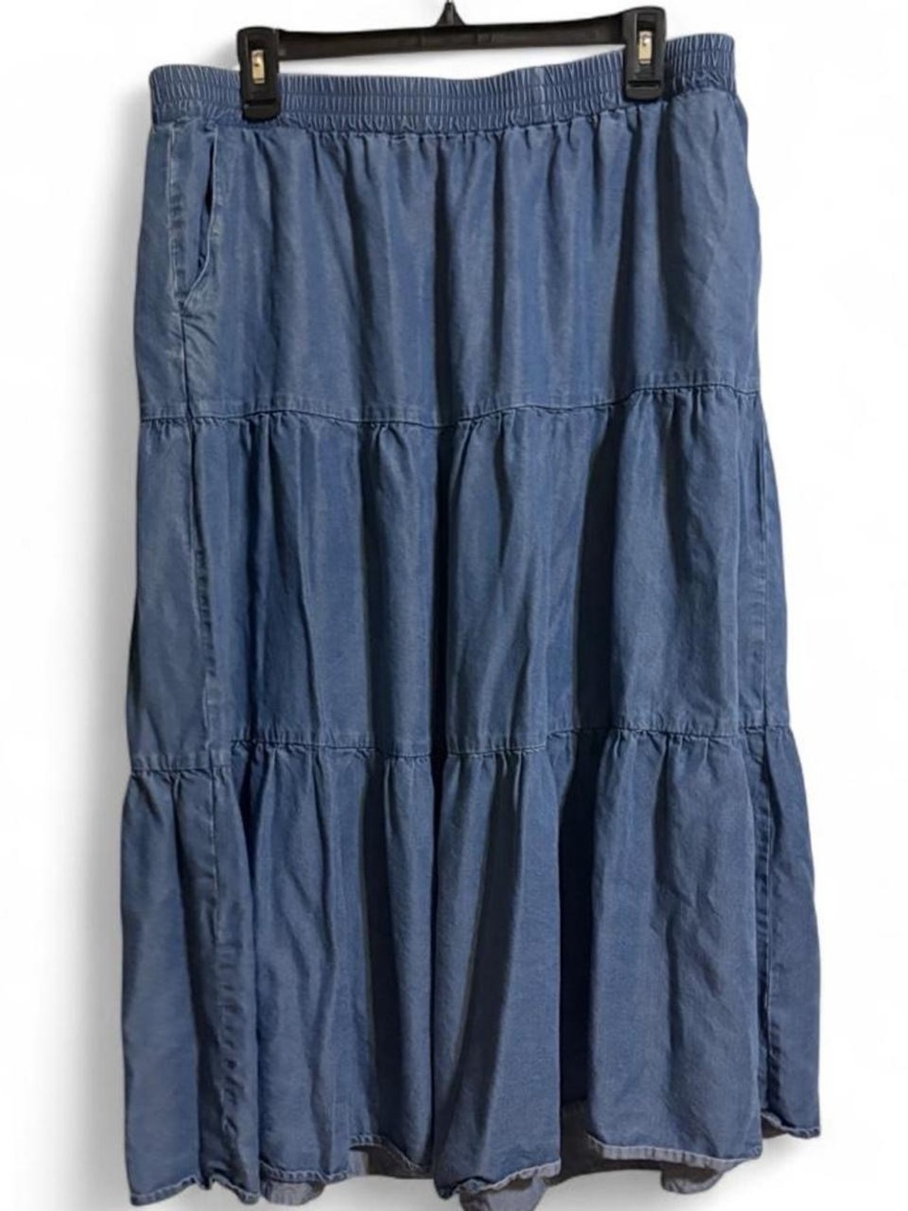 Allison Daley Tiered Denim Maxi Skirt - Blue Sz L